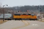 Crossing Gateway Boulevard, back on "home" rails